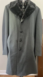 Abrigo de invierno London Fog gris mezcla de piel y lana 40L de colección para hombre - Imagen 1 de 14