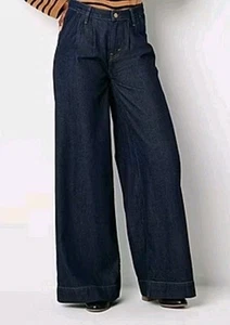 A.N.A Damenjeans hoher Bund plissiert weites Bein dunkle Waschung Größe 18 neu mit Etikett Einzelhandel 54 $ - Bild 1 von 6