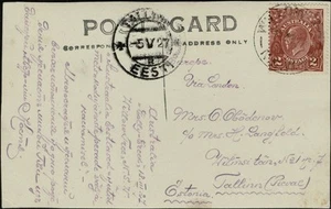 Postal de 1927 a Estonia desde Willow Tree NSW, con 2d marrón única semana. CV $175 - Imagen 1 de 3