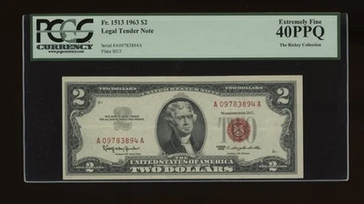 DBR 1963 $2 Legal Fr. 1513 PCGS XF-40 PPQ Serial A09783894A - Image 1 of 2