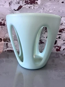 MCMVintage Guzzini Sculpture Modernistic Teal Aqua Waste Basket Fruit Bowl Italy - Picture 1 of 10