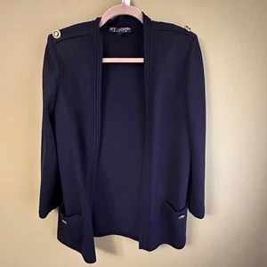 St. John Basics Santana Strick Cardigan Jacke Gr. S Goldknöpfe Navy vorne offen - Bild 1 von 8