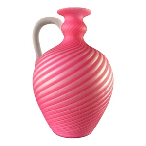 Stevens & Williams Satin Cranberry Pompeian Swirl 7" Glas Luftfalle Krug 1880er UK - Bild 1 von 13