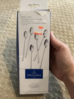 Villeroy & Boch Daily Line Juego de 6 cucharas largas para beber 18/10 ¡Nuevo! Foto 1 de 4