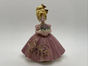 VTG Josef Originals "Violets" Porcelain Ceramic Figurine Flower Girl Bridal - Picture 1 of 11