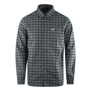 Fred Perry Gunmetal Grey Oxford Check Shirt - Imagen 1 de 2