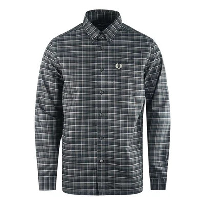 Fred Perry Gunmetal Grey Oxford Check Shirt - Imagen 1 de 2