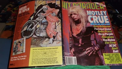 Hit Parader Magazine August 1985 Motley Crue Iron Maiden Centerfold Poster - Image 1 of 4