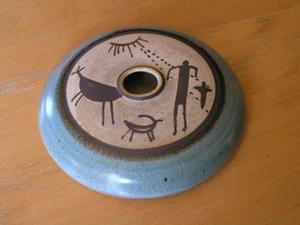 Tarro de semillas de cerámica artística de estudio vintage diseños aborígenes indios tempranos firmado TTF - Imagen 1 de 7