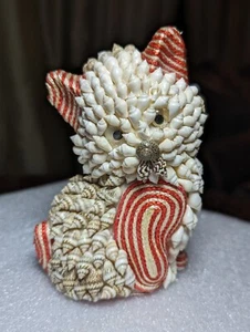 Vintage Retro Sea Shell Kitty Cat Kitten Figurine 6" T  Kitschy 60's 70's Decor - Picture 1 of 9