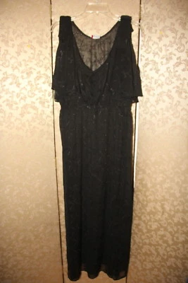 Maxi Vestido de Natación Betsey Johnson Negro Bordado Ojales Transparente M L Foto 1 de 4