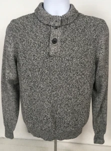 Original Weatherproof Holiday Sweater Mens Size S Black Gray Turtleneck Buttons - Picture 1 of 14