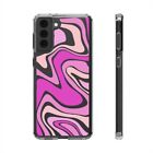 Swirl Clear Case With Design Trendy Abstract Lines Aesthetic Pink Y2k Phone Case