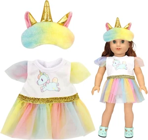 Buntes Einhorn Puppenkleidung Puppenkleider Mit Augenmaske Kleid Puppensachen Tu - Bild 1 von 7