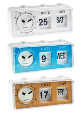 Retro Vintage Style Calendar Flip Alarm Clock - Day & Date Display - FREE DELIVE - Image 1 of 4