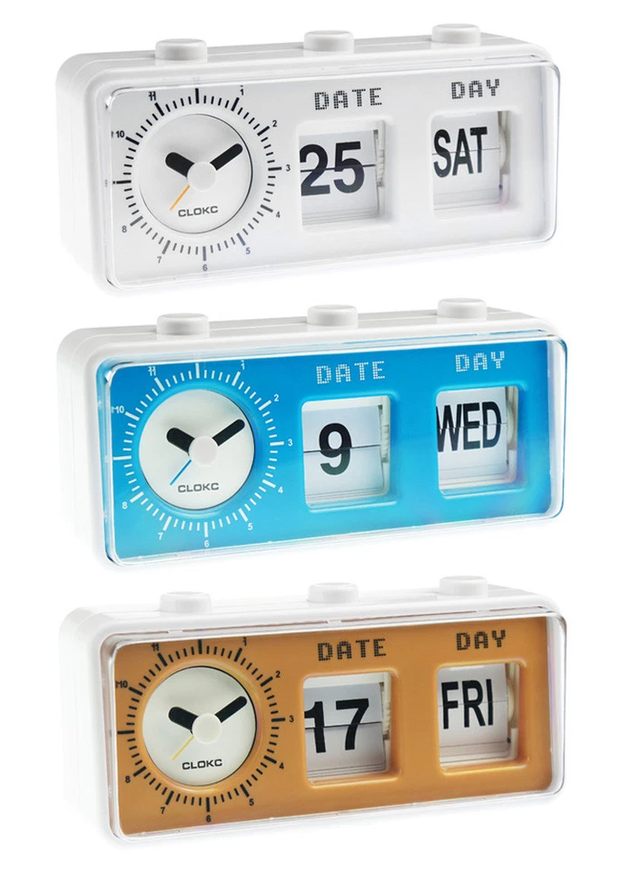 Retro Vintage Style Calendar Flip Alarm Clock - Day & Date Display - FREE DELIVE - Image 1 of 4