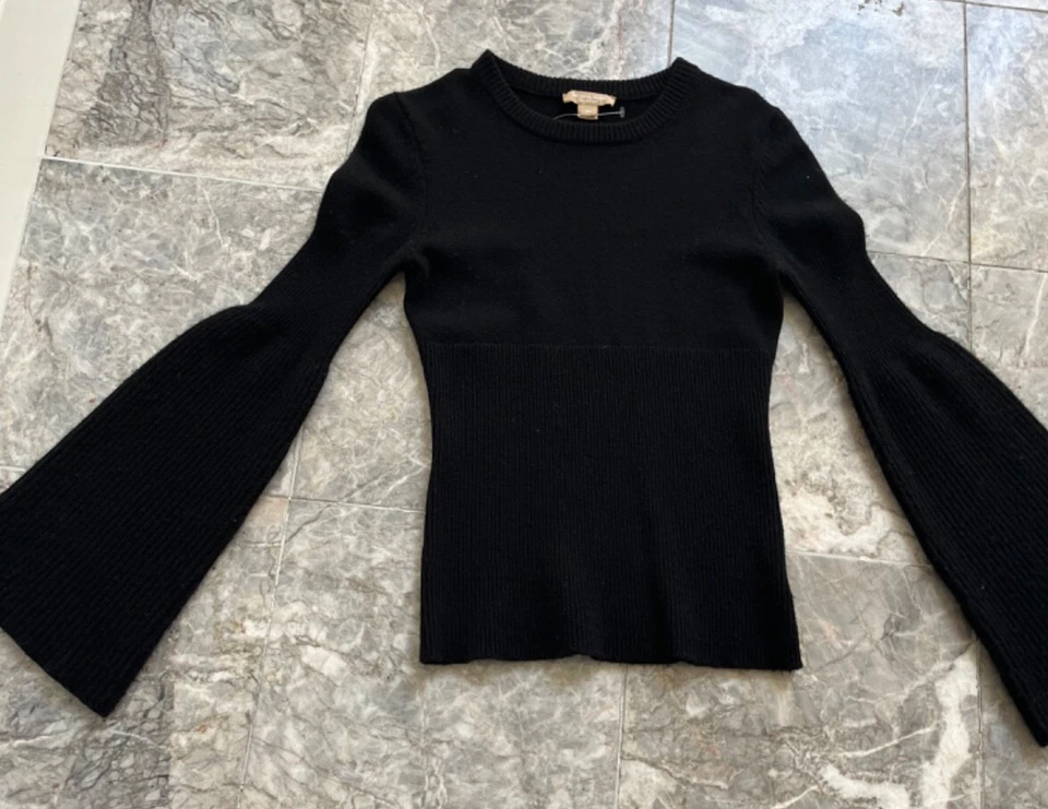 Suéter Michael Kors Collection Negro Manga Cintura Mezcla Cachemira Talla XS Foto 1 de 4