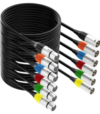 Tisino XLR to XLR Microphone Cable, 6-Pack Multi-Colored XLR Male to Female Mic - Image 1 of 4