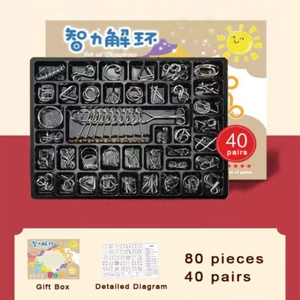 80 pcs Chinese Traditional Puzzle Kid Adult Education Ring Toy IQ Brain - Picture 1 of 2