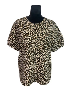 Velvet by Graham & Spencer Gr. L Animal Print Kurzarm Fleece Top - Bild 1 von 9