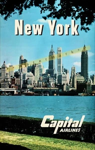 New York City Skyline 1960 Hauptstadt Vintage Poster Druck Retro Stil Reise Kunst - Bild 1 von 4