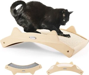 Durable Solid Wood Cat Scratching Lounge: Sisal & Carpet Combo - 16.5 x 10.8in - Picture 1 of 11