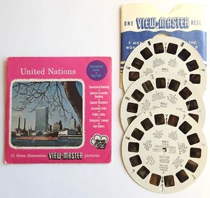 JUEGO DE 3 CARRETES VINTAGE 1955 VIEWMASTER "NACIONES UNIDAS" #420 A, B & C - Imagen 1 de 1
