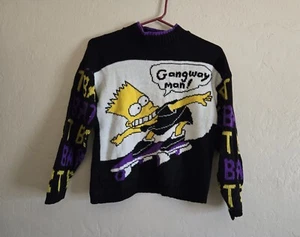 Vintage 90s Mickey's Clan The Simpsons Bart Simpson YOUTH Sweater Skate Knit - Picture 1 of 6