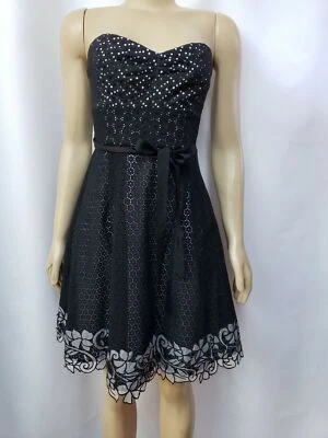 VESTIDO PARA MUJER BCBGMAXAZRIA NEGRO COMBO OJALES SIN TIRANTES Talla 4 #CB2 Foto 1 de 4