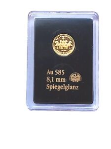 Deutsche Wahrzeichen in Gold, Quadriga, 585 Gold, 0,28 g., 2014.