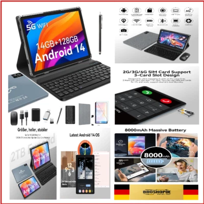 ZONKO Android 14 Tablet 10 Zoll mit SIM Slots, 4G LTE, Octa-Core, GPS, Blueto...