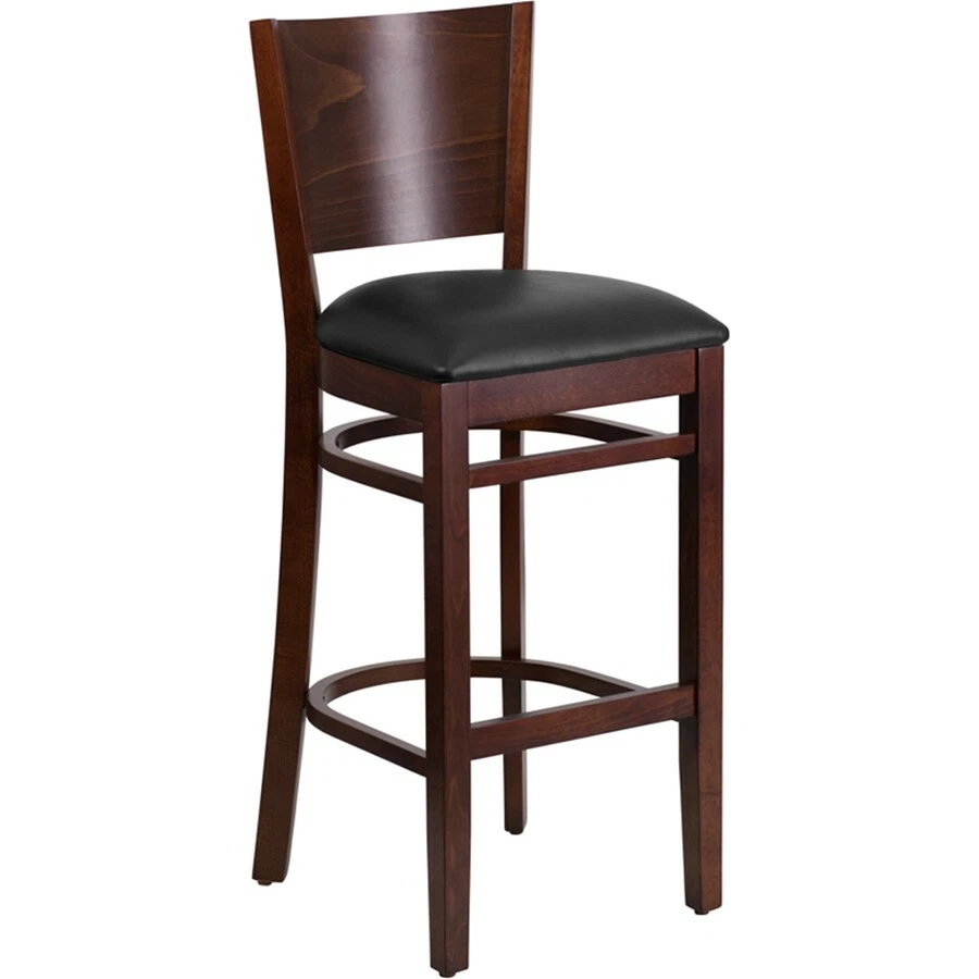 Flash Wood Restaurant Bar Stool, Black, Walnut - XU-DG-W0094BAR-WAL-BLKV-GG - Image 1 of 1