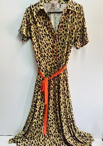 Leona Edmiston Short Sleeve Button & Sash Maxi Dress Ankle Length Women’s S 12 - Picture 1 of 9