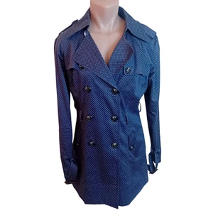 Vintage Y2K Guess Polka Dot Trench Coat Double Breasted Jacket Casual Twee M - Picture 1 of 16