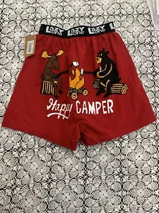 Men's Red P.J. Boxer's Happy Camper by Lazy One Size S Small - Picture 1 of 3
