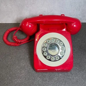 Retro / Vintage GPO 746 Styl obrotowy Przycisk Telefon domowy Telefon Czerwony - Zdjęcie 1 z 12