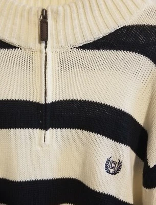 Chaps Ralph Lauren Heavy Cotton Half Zip Sweater Size XXLT  White/Blue- pre own - Image 1 of 4