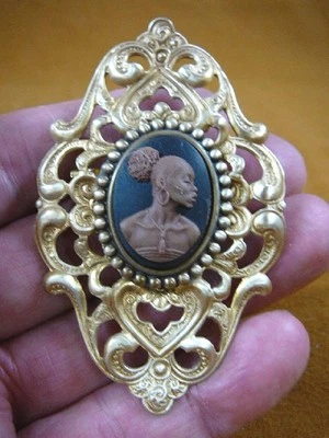 (CA10-19) RARO DAMA AFROAMERICANA MARRÓN + NEGRO CAMAFEO Pin Colgante JOYAS Foto 1 de 2