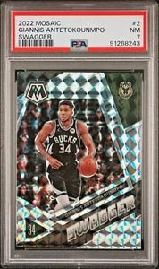 Panini Mosaic Giannis Antetokounmpo 2022 Swagger Prizm PSA 7 casi nuevo Bucks #2 - Imagen 1 de 2