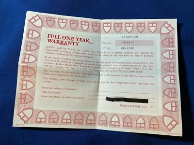 TUDOR Certificato Garanzia Per B Seriale Prezzo Date Tigre 75190 - Immagine 1 di 4