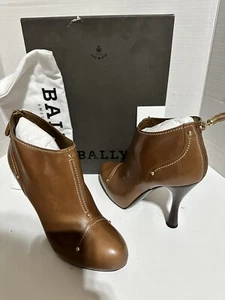 NUEVO BALLY Mujer US 10 EU 40. 5 Botines de cuero marrón con tachuelas y cremallera - Imagen 1 de 10