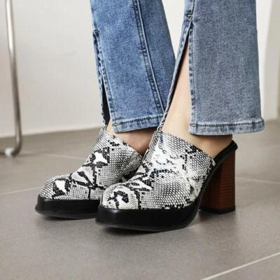 Mujeres Moda Verano Punta Cerrada Sandalias Mocasín Tacón Bloque Informales Talla Grande Foto 1 de 4