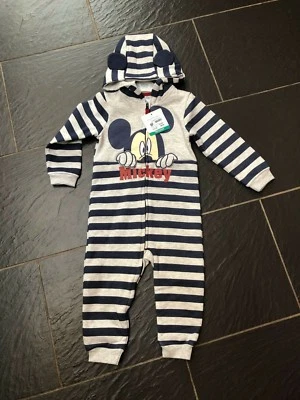 Disney Mickey Mouse All in One Outfit mit Kapuze 18-24 Monate Neu