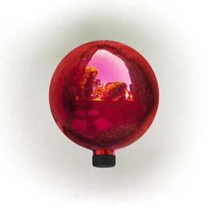 Alpine Corporation Glass Gazing Globe Yard Decoration 10-Inch Dia Indoor Red - Picture 1 of 11