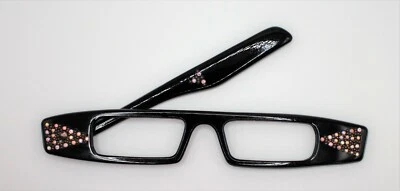  VINTAGE RARO Lorgnette Gafas de Ópera Negras con Piedras Hermosas Hechas en Francia Foto 1 de 4