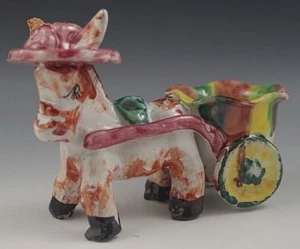 VIETRI DONKEY PULLING CART DOLKER GAMBONE RED BODY POTTERY SCULPTURE FIGURINE - Picture 1 of 6