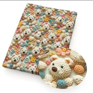 3D look Teddy bear Polyester Cotton blend fabric. 20"x55" 1276482 half meter - Picture 1 of 2