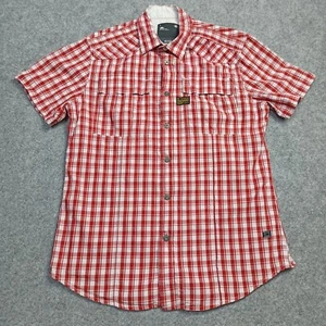 G-Star RAW Mens Zip Snap Shirt L (Fits like size M ) Red Button-Up Slim Cotton - Picture 1 of 13