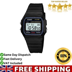 Casio Classic Digital Watch F-91W-1 with Alarm & Water Resistance - Black - Picture 1 of 9
