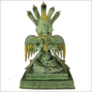 Nag Kanya Naga Schlangengöttin Messing Antik Ton Buddha Nepal 32cm 6kg Kobra - Picture 1 of 1